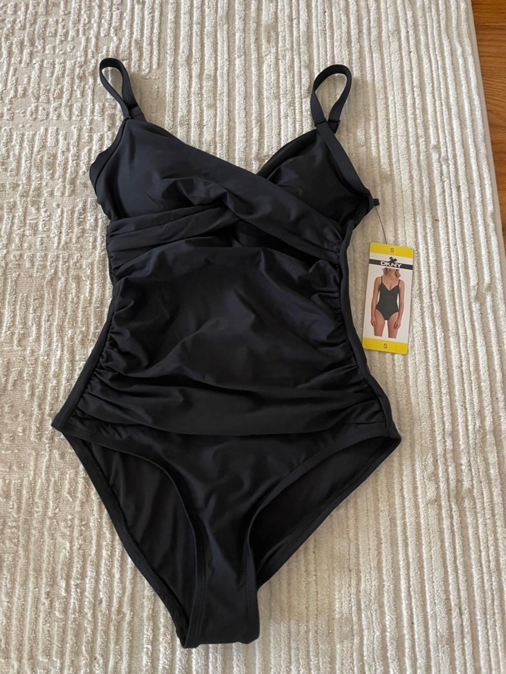 DKNY Black One-Piece Swimsuit with Ruching
